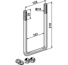 Boulon étrier M16 x 210 mm adaptable - BlackSteel©