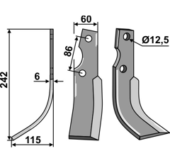 Fräsmesser Links 242 x 60 Kuhn Nachbau