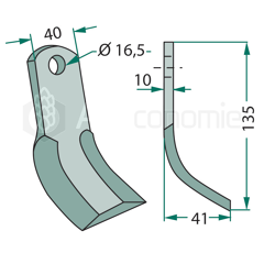 Couteau-Y pour broyeur 135x40mm KVERNELAND MA7800080 adaptable 