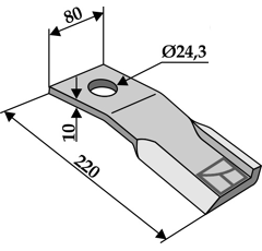 Fléau droit pour broyeur 220x80mm  HUMUS  adaptable - Blacksteel©