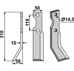 Fräsmesser Links 310 x 50 Niemeyer Nachbau