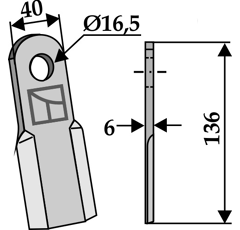 Couteau droit pour broyeur 136x40mm SICMA adaptable - Blacksteel©