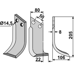 Fräsmesser Rechts 205 x 80 Meritano Nachbau