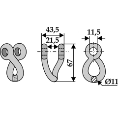 Manille 67x43,5 pour broyeur VOTEX adaptable - Blacksteel©