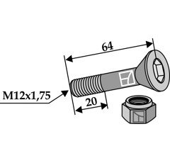Schraube M12x1,75 x 64 für Mulcher DOPPSTADT Nachbau  