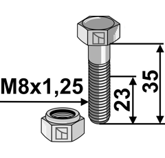 Boulon M8x1,25 x 35 pour broyeur ROUSSEAU adaptable - Blacksteel©