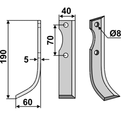 Fräsmesser Links 150 x 40 Gutbrod Nachbau