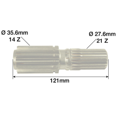 Arbre 14/21 dents pour tracteur JOHN DEERE L60106 adaptable