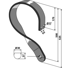 Federzinken re 90x13 re mm für Kurzscheibenegge Nachbau