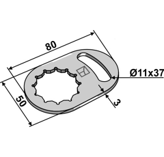 Sicherungsblech 80 x 50 x 11 mm für Mulcher MULAG Nachbau  