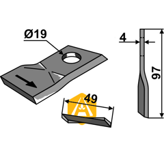 Couteau pour faucheuse KVERNELAND KM1380-0058 adaptable - Blacksteel©