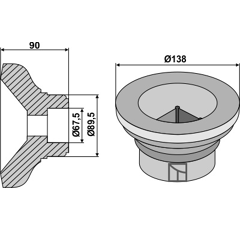 Bride intérieure Ø 138 mm pour QUIVOGNE EMB23641 adaptable