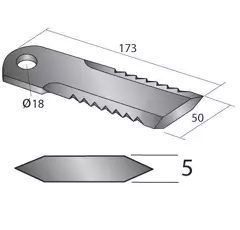 Couteau cranté pour moissonneuse-batteuse NEW HOLLAND 84437624 adaptable