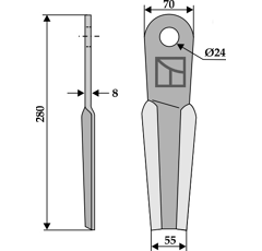Fléau gauche 280 x 70 mm pour broyeur DOPPSTADT 101880 adaptable