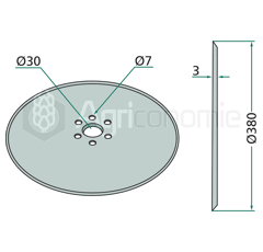 Disque lisse Ø 380 x 3 mm pour semoir adaptable