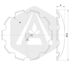 Disque crénelé ∅610x5 pour cover crop 36 / 41 adaptable