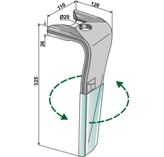 Dent gauche DURAFACE pour herse rotative KUHN 52597510 adaptable