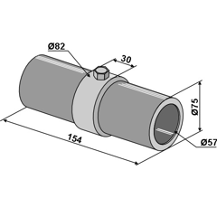Lagerwelle Ø 75 x 154 mm für Grubber – Nachbau  