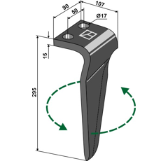 Dent gauche pour herse rotative FALC 511192S adaptable - Blacksteel©