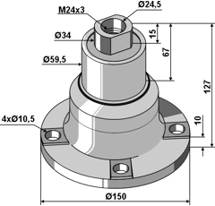LAGER / 4X10,5 / LOCHK. Ø120 / INNENGEW. M24x3