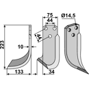 Fräsmesser Links 223 x 75 Maletti Nachbau