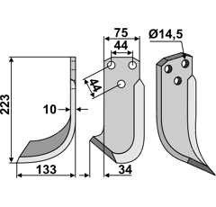 Fräsmesser Links 223 x 75 Maletti Nachbau