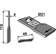 Couteau pour faucheuse PÖTTINGER 434970 adaptable - Blacksteel©