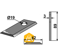 Couteau rotatif pour faucheuse FARENDLOSE 8-076 adaptable - Blacksteel©