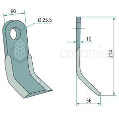Couteau-Y pour broyeur 214x60mm TIERRE adaptable 