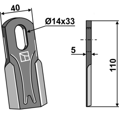Couteau droit pour broyeur 110x40mm adaptable - Blacksteel©