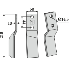 Lame gauche pour Fraise/Rotavator BREVIGLIERI 0071091S adaptable 