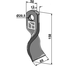 Couteau torsadé pour broyeur HYMACH 0245 adaptable - Blacksteel©
