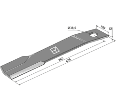 Fléau droit 635 x 100 x 12 mm pour broyeur SCHULTE H401-027 adaptable