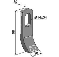 Fléau pour broyeur 98x30mm GILBERS  adaptable - Blacksteel©