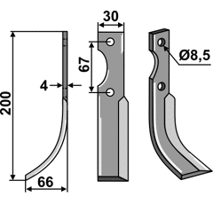 Fräsmesser Links 197 x 30 Benassi, Grillo Nachbau
