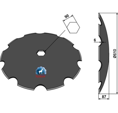 Disque crénelé ∅610x6 pour cover crop Hex 90 adaptable - Blacksteel©