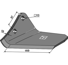 Soc à ailettes  gauche pour déchaumeur VADERSTAD 447151|449859 adaptable - BlackSteel©