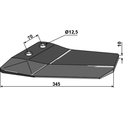 Soc à ailettes gauche coudé 345 mm AMAZONE - LEMKEN - SAPHIR 3374419 - 78400606 - XL020 - BlackSteel©