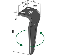 Kreiseleggenzinken links 280 mm - CELLI - KVERNELAND - MALETTI - MASCHIO - RAU - VOGEL u. NOOT - Nachbau