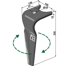 Kreiseleggenzinken 120x15-335 lange aufnahme rechts Nachbau