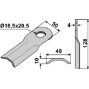KM-Klinge, gewölbt 126x48x4LochØ: 18,5x20,5 mm 80154 Kuhn / Agram / John Deere / Kverneland / Taarup Nachbau 