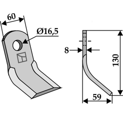 Couteau-Y pour broyeur 130x60mm AGRICOM adaptable - Blacksteel©