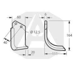 Cuchilla derecha para rotavator 531511 adaptable