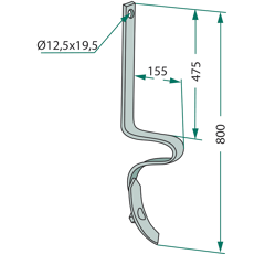 Dent efface-traces pour semoir HORSCH 310646 adaptable