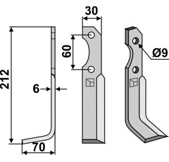 Fräsmesser 212x30mm, links - Brumital-Agris - Nachbau