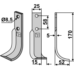 Lame droite pour Fraise/Rotavator BERTOLINI K3501790 adaptable