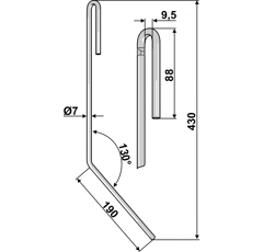 Dent droite pour semoir AMAZONE 3750300 adaptable