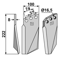 Lame gauche pour fraise KUHN 52325300 adaptable - Blacksteel©