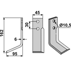 Fräsmesser Links 162 x 45 M.A.B. Bocchini Nachbau