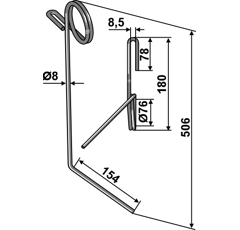 Griffe Ø9mm arrière droite pour semoir KUHN FLE3042 adaptable - Blacksteel©